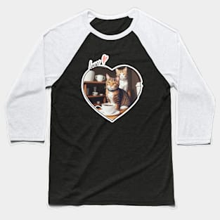 Cat Coffee Lover Baseball T-Shirt